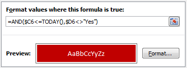 Rule for overdue items - highlight if items are over due - conditional formatting Rule for overdue items - highlight if items are over due - conditional formatting
