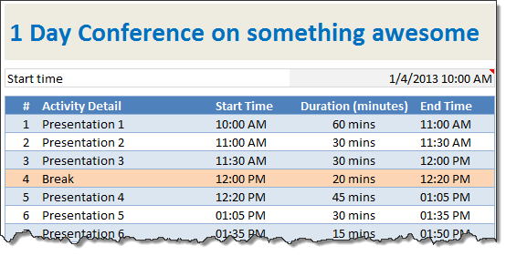 Agenda Template for meetings events conferences etc Download Excel