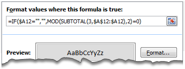 Zebra Lines using Conditional Formatting