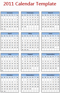 2011 Calendar – Excel Template [Downloads]