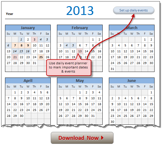 2013 Calendar – Excel Template [Downloads]