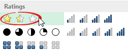 Conditional formatting star rating icons