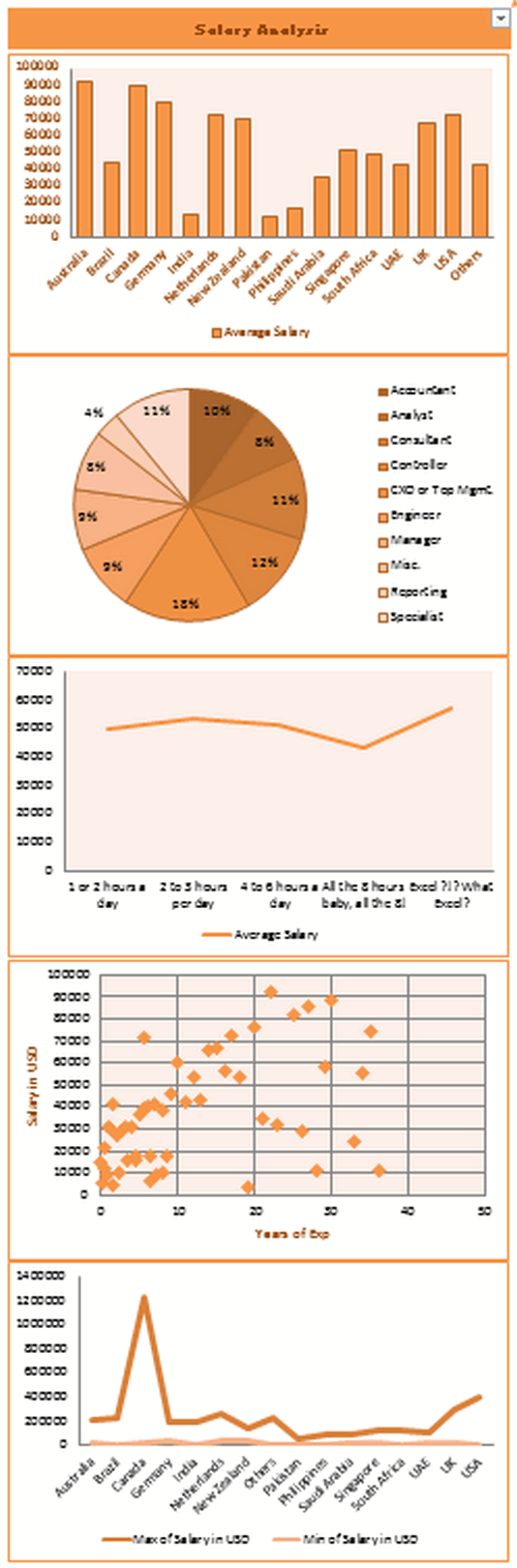 Dashboard to visualize Excel Salaries - by Akash Khandelwal - Chandoo.org - Screenshot