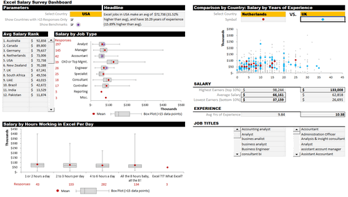 Dashboard to visualize Excel Salaries - by Michael Yager - Chandoo.org - Screenshot