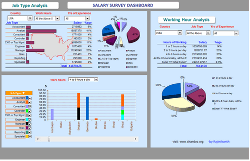 Dashboard to visualize Excel Salaries - by rajinikanth - Chandoo.org - Screenshot