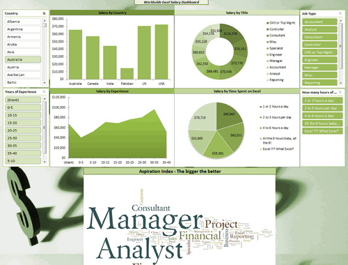 Dashboard to visualize Excel Salaries - by Umang Merwana - Chandoo.org - Screenshot