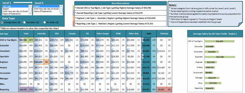 Dashboard to visualize Excel Salaries - by Nitin Bindal - Chandoo.org - Screenshot