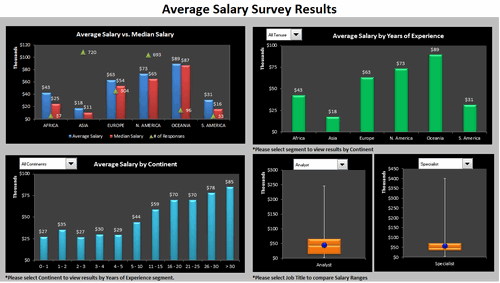 Dashboard to visualize Excel Salaries - by Bryan Waller - Chandoo.org - Screenshot