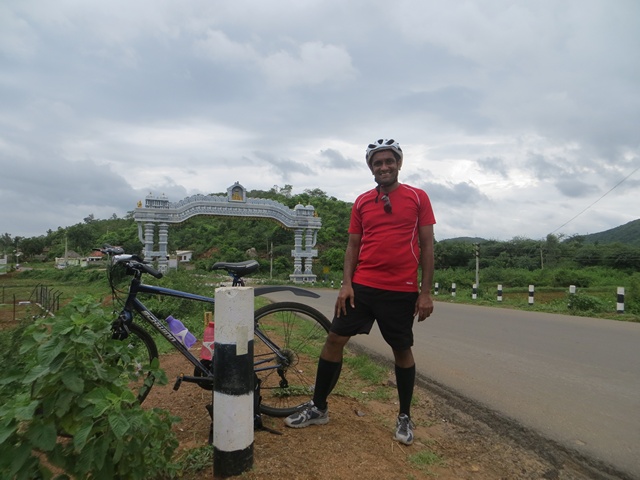 Thats me at the end of 118 km ride on Day 1 - near Annavaram village entrance