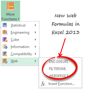 Excel 2013 Web Formulas - an overview