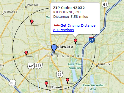 Finding nearby zipcodes using Excel 2013 Web formulas