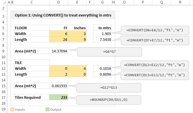 How to Inches to Feet in Excel