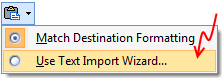 Text to columns utility (Text Import Wizard) Prompt