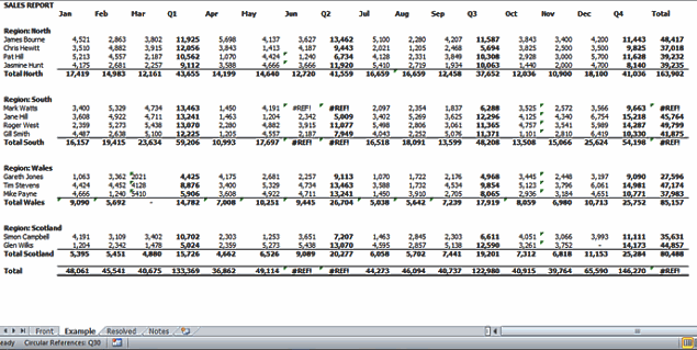 Excel Report Snapshot Risk Management - Excel's Auditing Functions