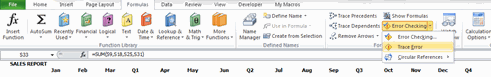Trace Formula Errors - Excel's Auditing Functions
