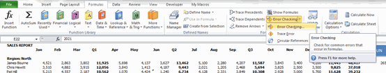 Error Checking From Ribbon - Excel's Auditing Functions