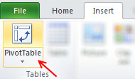 Insert Pivot Table - Demo