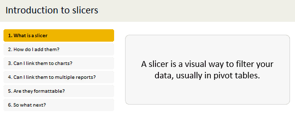 Introduction to Slicers – What are they, how to use them, tips, advanced techniques & interactive reports using Excel Slicers