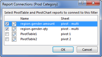 Linking multiple pivot tables to a slicer in Excel - how to