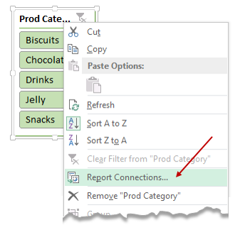 Report connections - linking slicers to more than one pivot table report