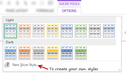 format slicer in excel