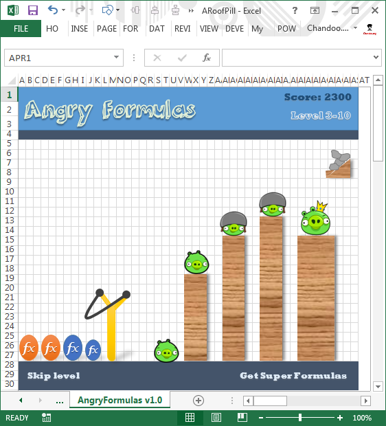 Unlock Angy Formulas An Angry Birds Like Game Hidden In Excel Using This Trick Chandoo Org Learn Excel Power Bi Charting Online