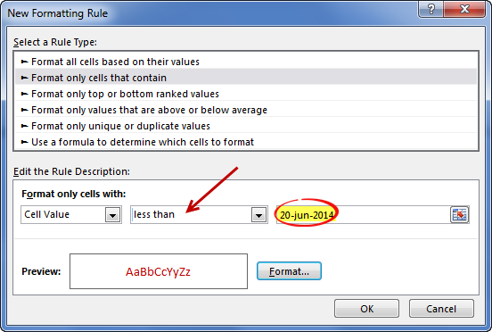 How to highlight overdue items coming up and completed in Excel