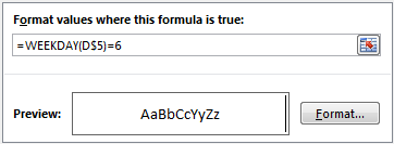 Conditional formatting rule for highlighting weeks - quick gantt chart in excel