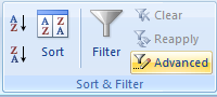 Filter values where Fruit=Banana OR Sales>70. In Other Words, How to use Advanced Filters?