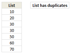 Check if a list has duplicate numbers using Excel - How to?