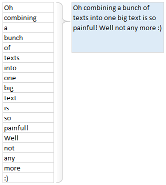 Combine text values from multiple cells to single value using CONCATENATE & TRANSPOSE Functions - Excel trick