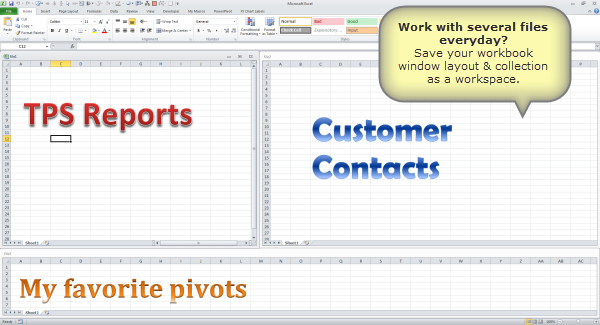 Excel workspace feature - what is it and how to use it?