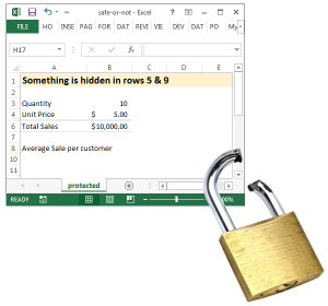 howto find hidden cell contents excel