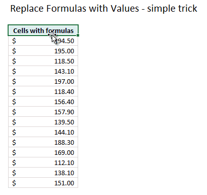 Replace formulas with values using a simple wiggle trick