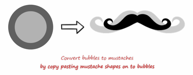 Convert bubbles to mustaches in excel bubble chart