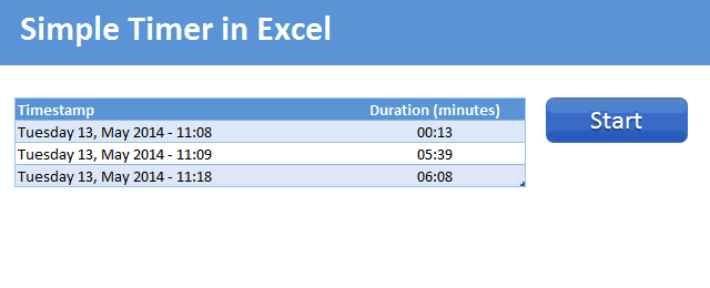 Building a simple timer using Excel VBA to track time - demo