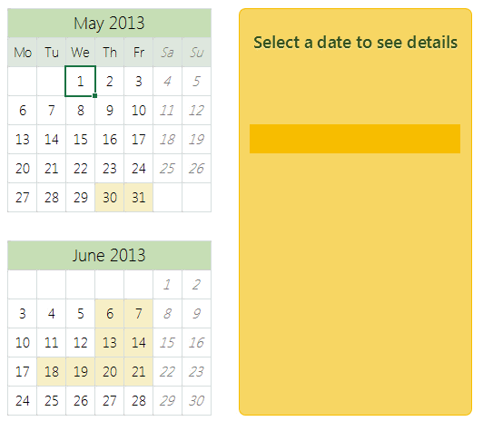 Interactive Event Calendar in Excel - Demo