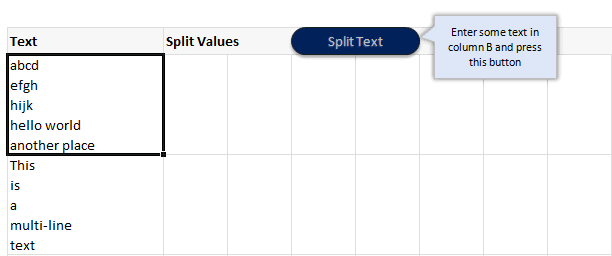 Split Text on New Line using VBA & Excel