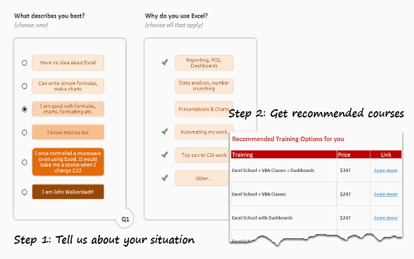 Excel Training Recommender - How it works?